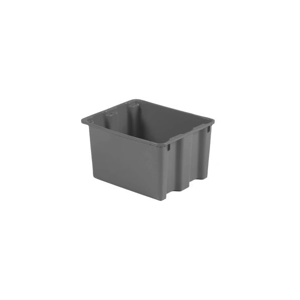 Storage Tote, 19-1/2 in L x 13 in W x 12-3/8 in H, Gray, Polyethylene, 5 PK